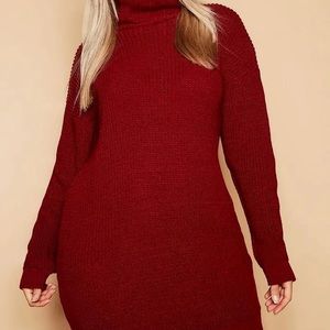Burgundy Turtleneck Sweaterdress